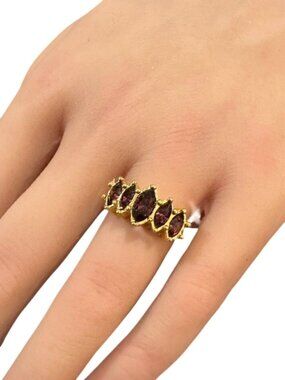 Avon Ring Vintage Marquise Cut Gold Tone Purple Stone Size 6 Womens Gift